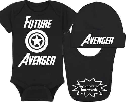 Vista 13 de Future Avenger - Mameluco de superhéroe para bebé, sombrero, manta, combinaciones de paquetes de baberos
