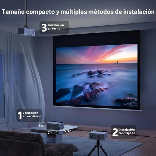 Vista 8 de TMY Mini proyector, proyector Bluetooth mejorado con pantalla, proyector portátil Full HD de 1080P, proyector de películas compatible con TV Stick