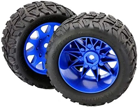 Vista 2 de Powerhobby Raptor XL Neumáticos con cinturón/Viper Wheels Azul (4) Compatible con: Traxxas X-Maxx 0.945 in HEX