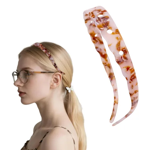 Vista 10 de Diademas de acetato para mujer - Diademas delgadas antideslizantes con dientes, diseño amigable con gafas, accesorios para el cabello estilo 90s