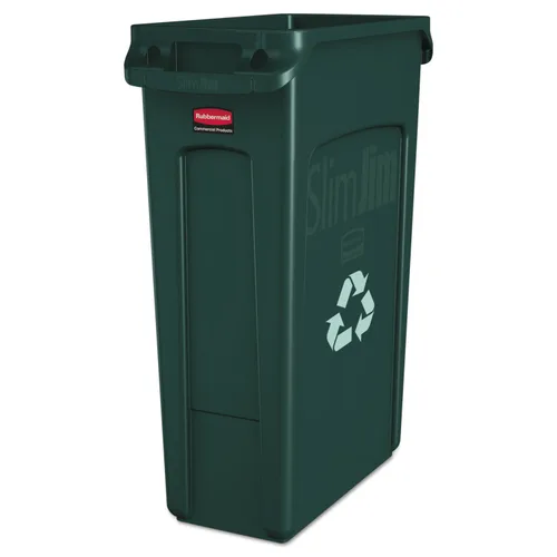 Vista 7 de Rubbermaid Commercial Products - Basurero de reciclaje, diseño rectangular con canales de ventilación, modelo Slim Jim, Beige