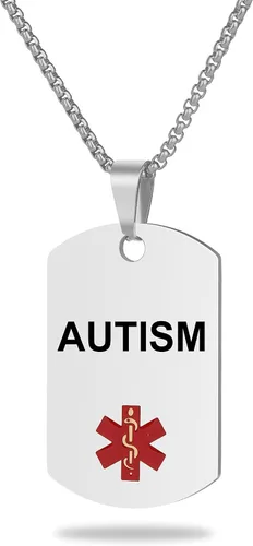 Vista 51 de Collar de alerta médica, etiqueta grabada con láser, grabado personalizado, etiqueta de identificación de acero inoxidable, colgante para hombres