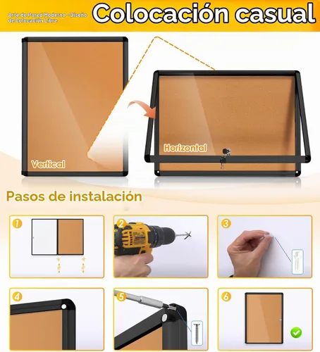 Vista 4 de Swansea - Tablero de anuncios de corcho con cierre Negro