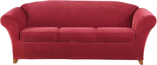 Vista 5 de Sure Fit Home Décor Funda Elástica de Piqué para Cojín Box de Otomana de Gran Tamaño de Una Pieza, Ajuste Elástico, Poliéster/Spandex, Lavable a