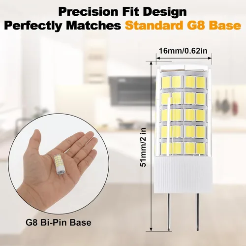 Vista 2 de Bombilla LED de vidrio G8 para microondas equivalente a 50 W, 130 V, 5 W, 500 lm, luz blanca diurna, compatible con campana de microondas GE Samsung