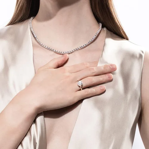 Vista 8 de Raivari Anillos de compromiso de moissanita, anillos de compromiso solitario redondos de 123 quilates con bisel de 123 quilates en plata de ley