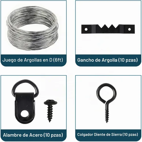 Vista 4 de Mr. Pen - Kit negro para colgar cuadros de 220 piezas, clavos, ganchos y herrajes