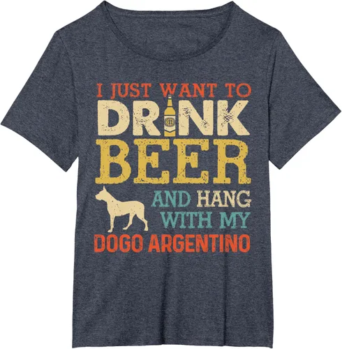 Vista 28 de Dogo Argentino - Camiseta vintage divertida para colgar con perro, Negro