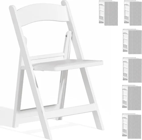 Vista 10 de Sillas plegables de resina con cojín para bodas, fiestas, paquete