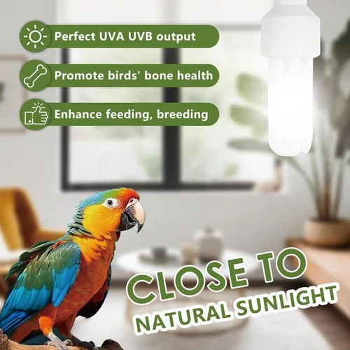 Vista 2 de LUCKY HERP Bombilla UVA UVB para pájaros 2.4 UVB 20W lámpara fluorescente compacta para todo tipo de aves cautivas