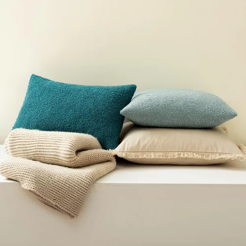 Vista 4 de MIULEE Funda de almohada texturizada con diseño de boucle, color azul aguamarina, funda de almohada lumbar sólida, decorativa de primavera, suave