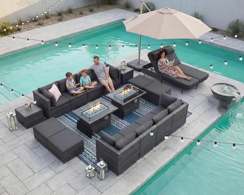 Vista 134 de NICESOUL Juego de muebles de patio de ratán extra grande con mesa para fogata de gas y propano, 29.3 pulgadas, respaldo alto, cómodos conversaciones