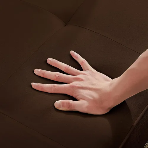 Vista 6 de Sofá cama de tela moderna, sofá cama convertible con 2 almohadas y reposabrazos, sofá reclinable plegable de 75 pulgadas con patas de madera maciza