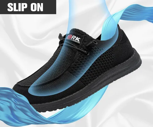 Vista 4 de LARNMERN Zapatos con punta de acero para hombre, ligeros, cómodos, para caminar, mocasines con punta de acero
