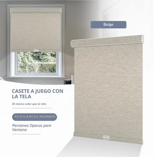 Vista 2 de Boolegon Persianas enrollables opacas para ventanas, beige, personalizadas