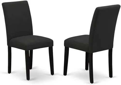 Vista 4 de East West Furniture HBAB3-ABK-24 Hartland - Juego de habitación de 3 piezas que contiene una mesa de comedor redonda con pedestal y sillas tapizadas