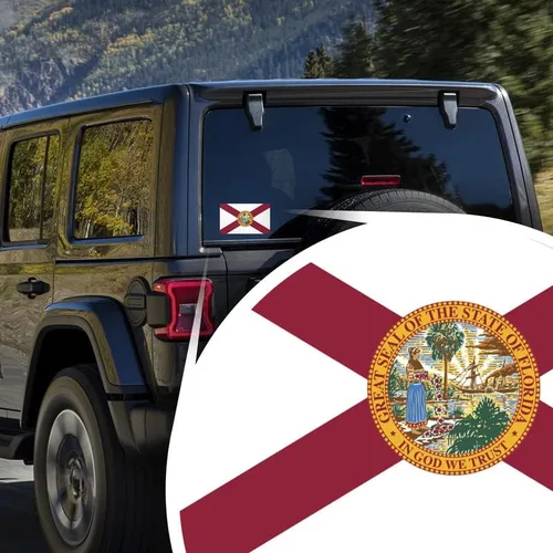 Vista 3 de Adhesivo adhesivo de la bandera del estado de Florida, paquete de 2, 5 x 3 pulgadas, vinilo de alta calidad AW315