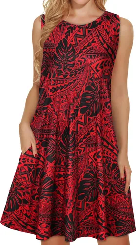 Vista 7 de elescat Vestidos de verano para mujer 2025, vestido casual de playa sin mangas con estampado floral, tipo camiseta, suelto y con bolsillos