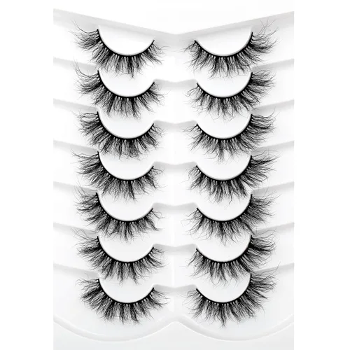 Vista 93 de Pooplunch - Pestañas postizas estilo ojo de gato, extensión de volumen 8D natural, finas, cortas, de visón sintético, tiras de pestañas postizas