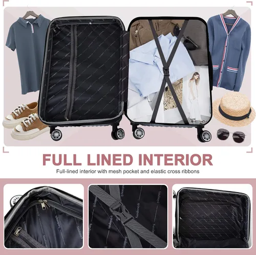 Vista 7 de Sandinrayli Juego de equipaje expandible maleta rígida con ruedas giratorias y cerradura TSA juego de 3 piezas 202428 Rose gold 3-Piece Set 20 24 28