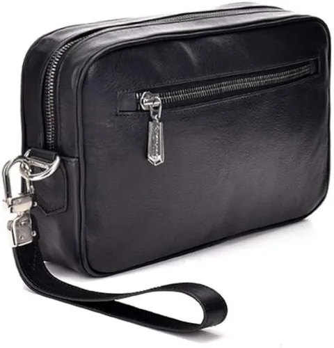 Vista 4 de Cuadra Bolsa de documentos para hombre en piel auténtica Stingray negro