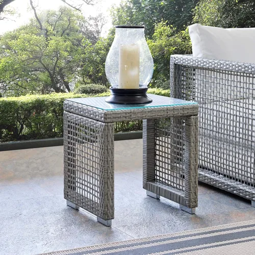 Vista 2 de Modway Aura Piece - Juego de mimbre para exteriores, Moderno/Contemporáneo, gris gris