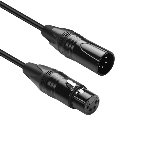 Vista 6 de GINTOOYUN Cable DMX de 4 pines de señal XLR macho a hembra DMX512 XLR macho a hembra Cable de señal de luz de escenario con conectores metálicos