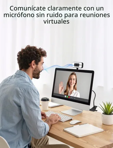 Vista 3 de Cámara web 4K para PC con luz, enfoque automático PDAF y micrófono para Negro