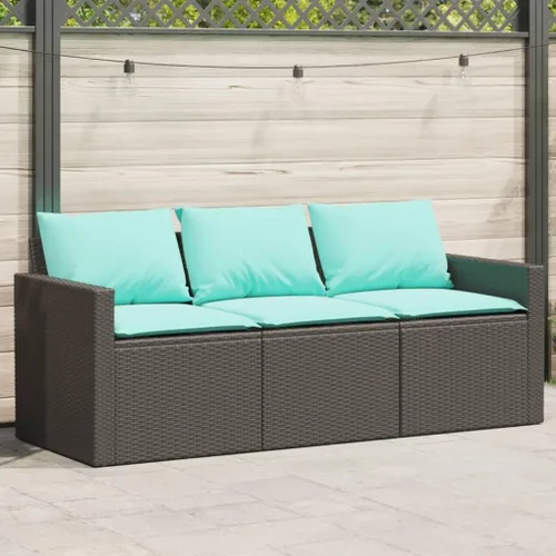 Vista 12 de Garden Sofa Brown PE Rattan 3-Seater Removable Covers Patio Sofa Poolside Seating for Garden Patio Brown-a