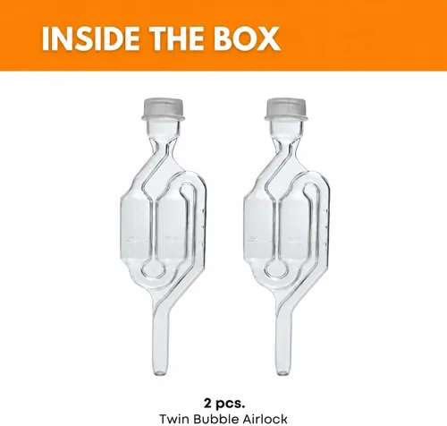 Vista 2 de 2-Pack Twin Bubble Airlocks for Fermenting Beer, Wine, Cider and Kombucha