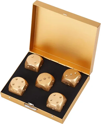Vista 10 de Tiiyee Dados de aleación de aluminio, juego de 5 dados poliédricos de metal con estuche cuadrado, accesorio portátil de 6 caras, regalo