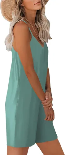Vista 3 de Womens Summer Casual Sleeveless Romper Loose Adjustable Spaghetti Strap Shorts Jumpsuits with Pockets 2025 Clothes