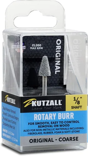 Vista 9 de Kutzall Rebaba giratoria cónica extrema, eje de 1⁄8", muy gruesa - Broca para tallado de madera para Dremel, Foredom, DeWalt, Milwaukee. Carburo