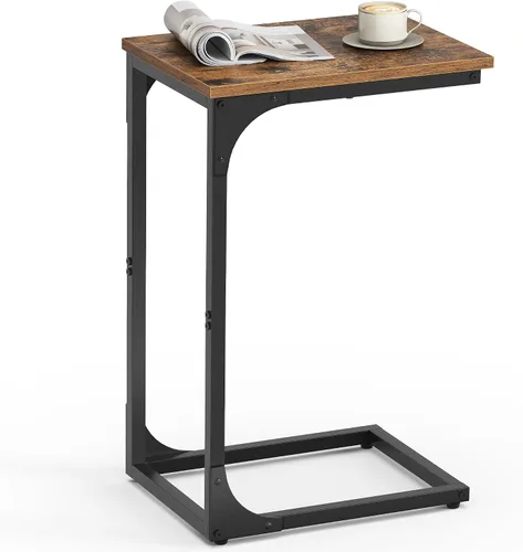 Vista 13 de VASAGLE - Mesa auxiliar en forma de C, mesa lateral pequeña para sofá, mesa de sofá con estructura metálica para sala de estar, dormitorio, mesita