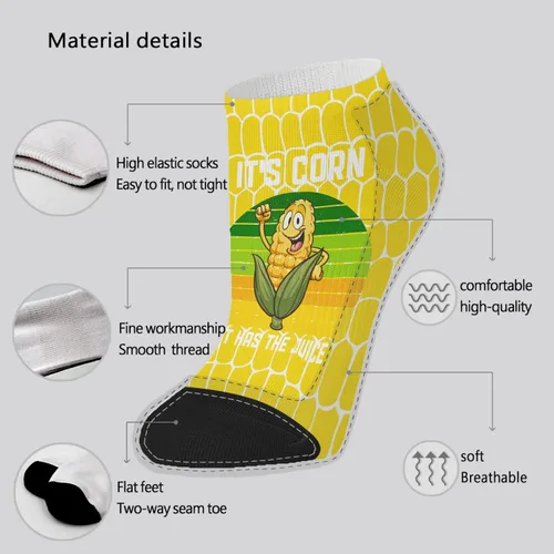 Vista 6 de devor Women's Ankle Socks corn Crew Socks for Women Ankle Socks Funny it's corn it has the juice Socks