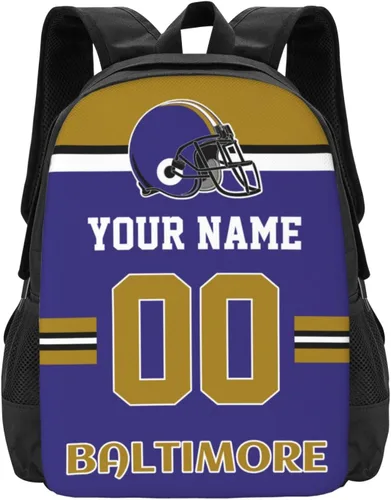 Vista 8 de Mochila de estilo de fútbol personalizado Mochila personalizada con nombre y número Mochilas personalizadas de alta capacidad bolsa regalos, Arizona