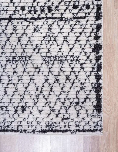 Vista 9 de Unique Loom Morocco Collection - Alfombra de área con borde abstracto, diamante, bohemio, 2 pies 2 x 3 pies, marfil/negro