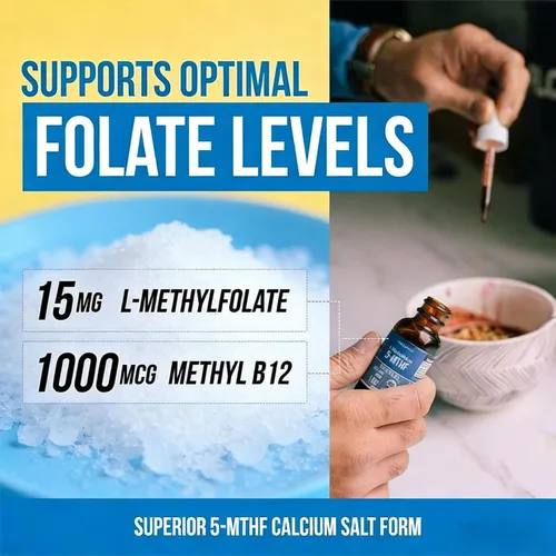 Vista 8 de L-metilfolato orgánico 15 mg + metil B12 1000mcg gotas líquidas, 60 porciones