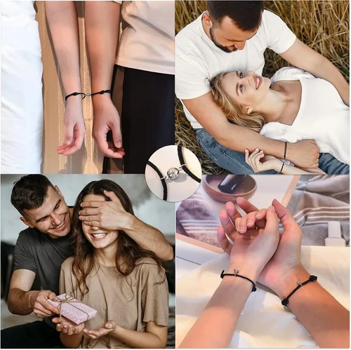 Vista 2 de Tarsus Juego de pulsera magnética para pareja votos de amor eterno joyería regalos para pareja o mejores amigos
