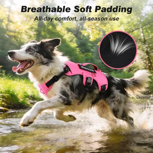 Vista 6 de WINGOIN Arnés para perro a prueba de escapes, arnés sin tirones para perros medianos, arnés reflectante ajustable con clip frontal para mascotas