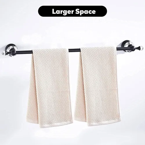 Vista 2 de Barra de Toallas Crystal de WINCASE, Toallero Ajustable Negro, Soporte de Toalla de Mano Individual, Barra de Toalla de Ducha para Baño, Barra