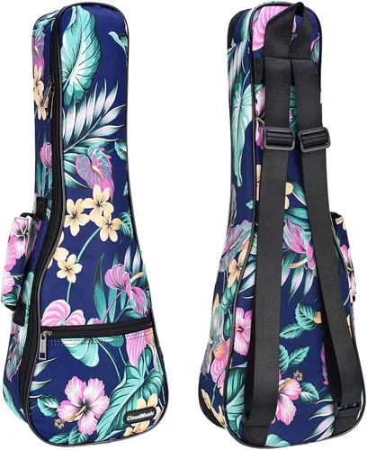 Vista 13 de CLOUDMUSIC Estuche para ukelele Bolsa de concierto Mochila acolchada para soprano 21 pulgadas (Soprano, Negro) Padded, Backpack