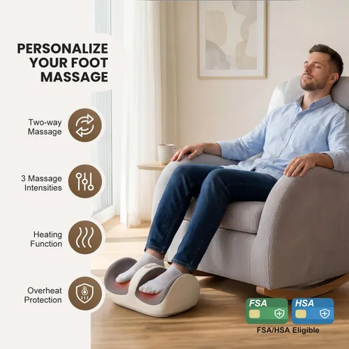 Vista 3 de Nekteck Foot Massager with Heat & Shiatsu Foot Roller, Adjustable Intensity & Calf Massage for Sore Feet, Neuropathy & Plantar Fasciitis, Portable