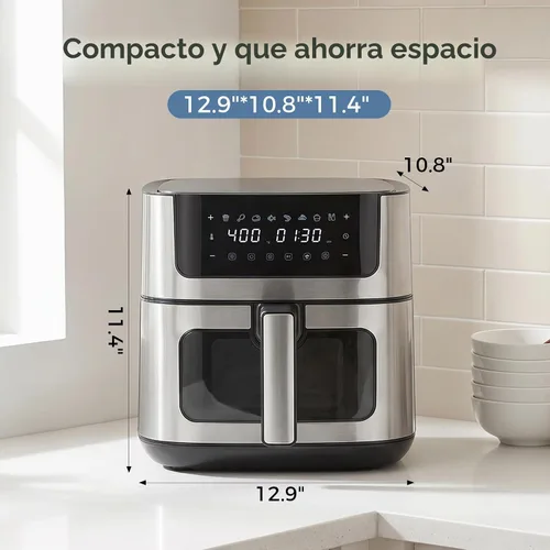 Vista 2 de DUMOS Freidora de aire de 6.34 cuartos de galón, freidora de aire 8 en 1 Negro