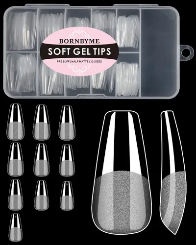 Vista 19 de Puntas de uñas cortas cuadradas francesas, BORNBYME 120 piezas de uñas postizas transparentes, puntas de uñas acrílicas, puntas de uñas de cubierta
