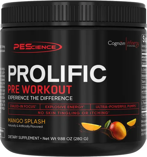 Vista 11 de PEScience - Suplemento energético Prolific en polvo con óxido nítrico para el pre entrenamiento, 40 cucharadas Energía y bomba, L citrulina