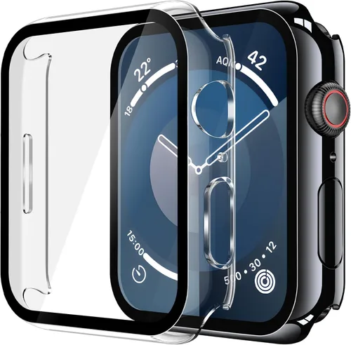 Vista 13 de Misxi Juego de 2 Fundas de Vidrio Templado Compatibles con Apple Watch Series 3 y Series 2 de 1.496 Pulgadas, Protector de Pantalla de Policarbonato