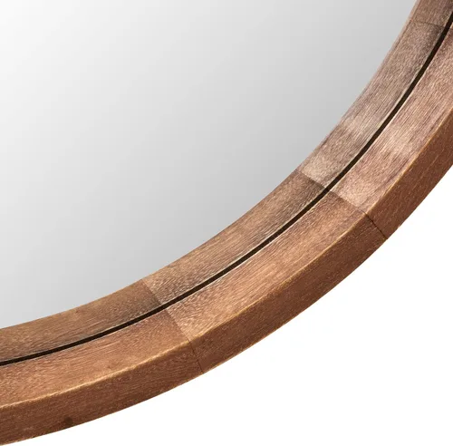 Vista 3 de LYYYXGYP Espejo redondo de madera de 24 pulgadas, espejo de pared de granja con marco de madera, espejo circular marrón para baño Espejo de baño