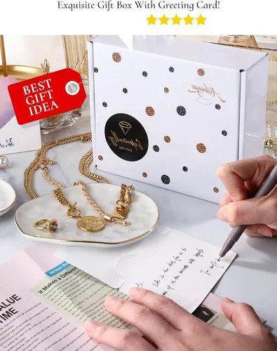 Vista 5 de AISBUGUR Plato de joyería, bandeja para joyas, plato para anillos, juego de 2 abalorios de gran capacidad para más joyas, cuenco de joyería