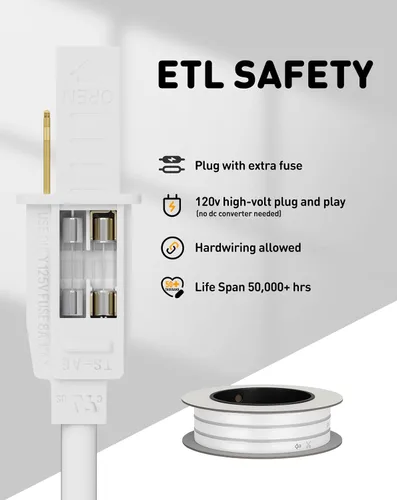 Vista 5 de Shine Decor Tira de luces LED AC 120V, cuerda de neón eco de 120 LED/m sin puntos, conectable y cortable, IP65 impermeable y resistente al clima
